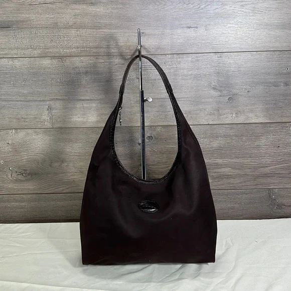 Nylon Hobo Longchamp Hobo Sling Bag Longchamp Brown Nylon Croc